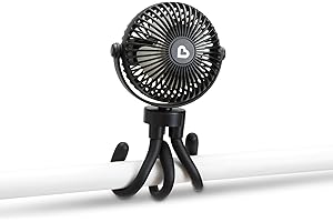 Munchkin Kinderwagenventilator| 360° Mini-Ventilator für Kinderwagen mit LED-Licht & 4 Geschwindigkeiten | Baby Essentials | Schwarz