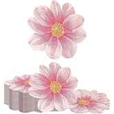 Kotkiddy 40 Pink Flower Shaped Cocktail Napkins Disposable Floral Paper Napkins for Wedding, Baby Shower, Birthday, Summer Pa