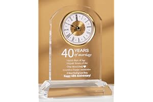 DEEWISH 40th Wedding Anniversary Clock, Best Gifts Ideas for Couple Parents Wife Husband Ruby 40 Years of Marriage for Him Her
