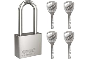 JITIFAZH 304 Edelstahl Vorhängeschloss 40mm, Langer Bügelstärke 7mm, Anti-Sägen und Rostprävention, Vorhängeschloss mit 4 Schlüssel für Spind, Garagen, Garten Zäune, Werkzeugkisten, Fitnessstudio, Koffer