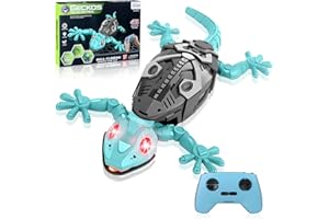 Charmofun Lagartija Teledirigida, Lagarto Teledirigido con Ojos Led Luminosos, Lagarto Trepador de Paredes, Movimientos Realistas, Juguete Regalos para Niños 4+ Años (Lagartija-Azul)