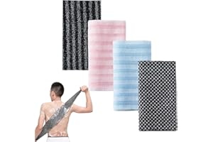 KEEPLUS 4PCS Blissal Shower Towel, Blissal Exfoliating Shower Towel, Blissal Back Exfoliator Towel, African Exfoliating Net Sponge, Exfoliating Body Scrub Loofah Back Scrubber, Deep Exfoliating Towel for Body