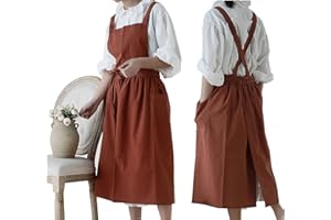 CPTDCL Delantal de lino de algodón impermeable para mujer, delantales de limpieza de jardín para cocina, flores, cafetería, tienda