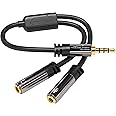 KabelDirekt – AUX Audio Headset Y Adapter Cable (3.5mm Male to 2 x 3.5mm Female) PRO Series