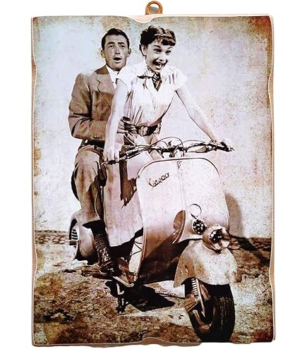 KUSTOM ART Cuadro De Estilo Vintage Serie Actores & Café Audrey Hepburn De La Película Desayuno Por Tiffany (1961) Impresión En Madera 18 X 25 Cm