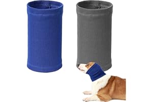 SUXGUMOE Dog Snood for Dog Neck and Ears Warmer, 2 Pcs Dog Ear Muffs Noise Protection Pet Cats Dog Ear Covers Ear Protector Dog Hoodie for Anxiety Fireworks Bathing Grooming (Blue+Grey) (Large)