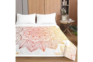 Chickwing Mandala Colcha de Verano, 3D Impresión Colcha Bouti Cubrecama Multiusos Manta Suave Edredón Ligero para Cama Sofá (Mandala Naranja,150x200cm)