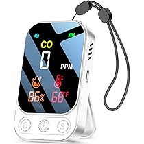 YEREADW 3-in-1 CO-Melder Tragbar - Mit Temperatur & Luftfeuchtigkeitsanzeige, Wiederaufladbar