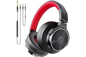syndesmos Over Ear Headphones with Cable, 50 mm Driver DJ Headphones Professional Studio Headphones 3.5 mm / 6.35 mm Jack Share Port DJ Headphones for Studio, Podcast, Monitoring, PC, Mobile Phone,