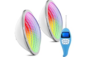 LyLmLe Iluminación LED PAR56 20 W RGB cambio de color regulable para piscina con mando a distancia, sustituye a bombillas halógenas antiguas PAR56, IP68 impermeable bajo el agua, 12 V CA (paquete de 2