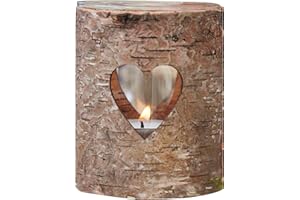 Ginger Ray Natural Wood & Glass with Heart Wedding Tea Light Holders Rustic Country, Brown