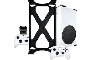 Soporte de pared y controladores Xbox Series S por Q-View - Se monta firmemente debajo del escritorio - Diseño Signature X - Tornillos y fijaciones incluidos - Fabricado en el Reino Unido - Plástico -