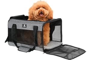 X-ZONE PET Airline Approved Soft-Sided Pet Travel Carrier for Dogs and Cats (Large, Grey)