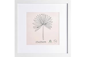 LYYYYX Cornice portafoto 25 x 25 cm con passepartout con vetro acrilico da appendere verticalmente o orizzontalmente, per foto, poster, puzzle, set da 1 pezzo