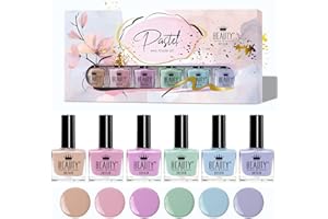 Set di Smalti Pastello 6 Colori Classici da 10 ml, Lunga Durata e Facile Applicazione di Beauty4Britain