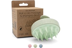 FABCARE Scalp Massage Brush for Hair Growth and Exfoliation, Wheat Straw and Silicone, Suitable for Wet or Dry Use, Improves Blood Circulation, Treats Dryness, Ideal for All Types (Green)