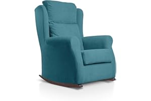SUENOSZZZ-ESPECIALISTAS DEL DESCANSO Sillón Balancín Wengué Mecedora Dulce para Lactancia Tapizado en Tela Antimanchas Turquesa
