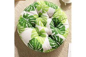 Chickwin Cojines de Asiento para, Yoga Estera de Cojines Meditación Oficina Europeo Costumbres étnicas Futón Tatami Alfombra de Piso Cojín Amortiguador (50x50cm,Hoja Verde)