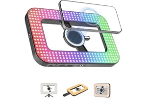 TONEOF Double-Sided Magnetic Phone Ring Flash with Mini Tripod Stand,448 LED 6000mAh Rechargeable RGB Selfie Light for iPhone,Handheld Stabilizer with Light for Magsafe/Phones/Video Recording/Makeup/Photos