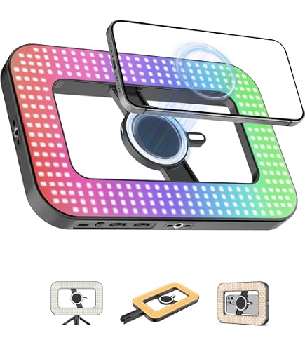 Rollei Easy Creator Selfie Monitor voor mobiele telefoon, achtercamera, magnetisch, vlog scherm, compatibel met smartphone, iPhone en Android, voor TikTok, Live Stream, YouTube, roze, selfie-monitor