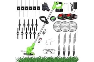KEJSNDXC Garden Cordless Strimmer, 24v Metal Blade Electric Grass Trimmer, Height Adjustable Grass Trimmer, Lightweight Lawn Mower,For Garden Clearing Weeds Trees,5 Types Blades (style-3)