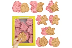 FMKLDENA Formine Biscotti Natale, 8 Pezzi Stampo per Biscotti Natalizi 3D, Stampi Biscotti Natalizi Plastica, per Biscotti Natalizi Decorare, Dolci, Torta, formine biscotti bambini (G)