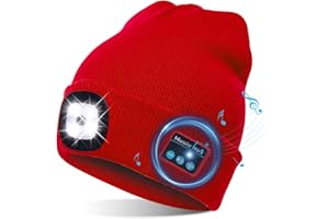 TAGVO Bluetooth 5.0 Cappello Berretti LED, Altoparlante Stereo Incorporato e Microfono, Inverno Caldo Lavorato a Maglia Senza Fili Bluetooth Cuffia Musica Lavabile Cappello per Corsa per Uomo Donna