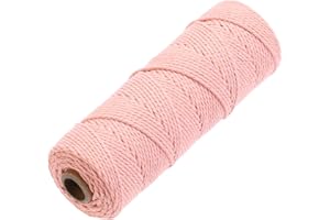 GOHOF Premium Cotton Macrame Rope, 2mm x 100m, 4 Strand Twisted Soft Cotton Cord, Brick Pink