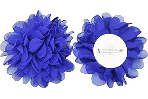 PrettyBoutique 10cm Chiffon Flower Brooch Corsage Safety Pin Dress Hat Bag Decoration Accessories (Royal Blue)