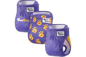 Ooui Pets 3-Pack Resuable Dog nappies female and male | Highly Absorbent Dog period pants, Adjustable, Eco-Friendly | Washable Dog Diapers Female, Chic & Incontinence Solution (Size M)
