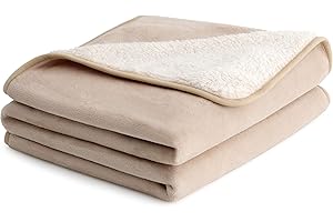 LE SURE Couverture polaire imperméable lavable - 152 x 127 cm - Grande couverture pour enfants et grands chiens - Couverture personnalisée pour protéger le lit et le canapé avec peluche douce - Crème