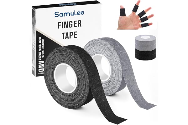 Samulee 4 Rouleaux de Finger Tape, 1,5cm de Large Boulder Tape, Ruban Escalade, Ruban Adhésif Doigt pour Bouldering Basketball Tennis Volleyball Handball Musculation (Noir + Gris)