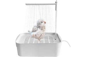 LEKEFETO Wellensittich Dusche, Vogel Badehaus Badewanne, Vogeldusche Wellensittich, Wellensittich Badewanne, Automatische Haustier Vogeltränke, Multifunktionaler Vogeldusche Mit Zirkulierendem Wasser - Weiß