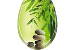 UISEBRT Deska sedesowa wolnoopadająca, deska sedesowa premium, antybakteryjna, z duroplastu, zielony bambus