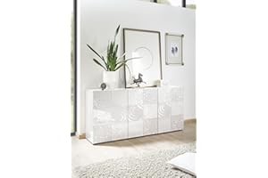 Web Convenienza Madia con 3 Ante Made in Italy – Credenza Contenitore Collezione Miro per Soggiorno Cucina Ingresso Sala da Pranzo Mobile Design moderno originale Bianco Lucido Serigrafato
