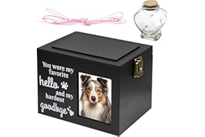 Yauhar 3Pcs XLarge Wooden Pet Memorial Urns for Dog or Cat Ashes, 20 * 15 * 14cm Memorial Keepsake Box Cremation Urn with Photo Frame and Lock, Loss Pet Memorial Remembrance Gift (Black)