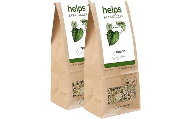 HELPS INFUSIONES - Infusión De Boldo Con Propiedades Digestivas Y Protectoras Del Hígado. Té De Hojas De Boldo Detox. Bolsa A Granel De 50 Gramos. Pack de 2.