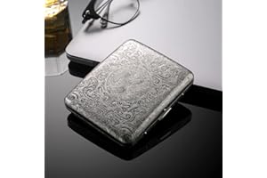 OHAODUO Srebrna papierośnica w stylu retro, vintage, metalowa, na 20 papierosów, ze stali nierdzewnej, 20 papierosów, dla mężczyzn, kobiet, mężczyzn (taiji)