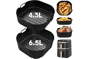 SANCUANYI Silikonform HeißLuftfritteuse für COSORI Turbo Tower Pro 10.8L, 2 Stück Wiederverwendbare Airfryer Zubehör(6,5L/4,3L),COSORI Turbo Tower/Pro/Smart10.8L Heißluftfritteuse Zubehör