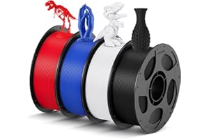 ANYCUBIC Filamento PLA 1,75 mm, Filamento PLA per Stampante 3D, Confezione Sottovuoto, Identificazione Intelligente per Stampa Intelligente, Nero+Bianco+Rosso+Blu, 4KG
