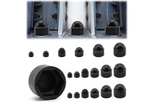 QINGHEC 160 Pcs Black Plastic Bolt Head Caps - Bolt Caps Black Nut Cap, Different Size Plastic Nut Covers M4/5/6/8/10/12 - for Bolts and Nuts