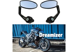 DREAMIZER 7/8" 22mm Motorcycle Handlebar End Mirror, Motorcycle Side Mirror Replacement for Z1000 Z750 MT03 MT09 FZ6 SV650 SV1000 CB1000R CBF125 Monster M696 821