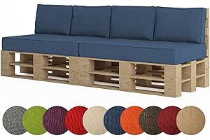 ‎CHILLY PILLEY chilly pilley Palettenkissen Palettenauflage Palettenpolster Sitzkissen Rückenlehne Kaltschaum Schaumflocken Füllung viele Größen und Farben (6er Set, Blau)