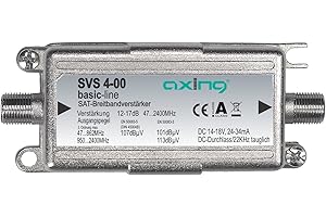 Axing SVS 4-00 Amplificatore di Linea per Segnali Satellitari e Antenna, 17 dB, 47-2400 MHz