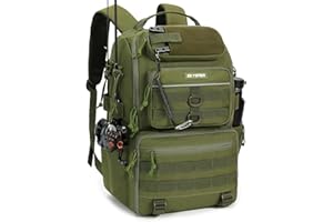 SKYSPER Angelrucksack,Angelzubehör Rucksack mit Rutenhalter Angeltasche Angelausrüstungstasche 40l für Angeln