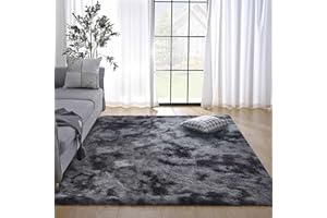 JURLEA Tappeti Soffici Tappeti per Soggiorno Tappeto Morbido Antiscivolo per Camere da Letto Moderne (140 x 200 cm, Nero Grigio)