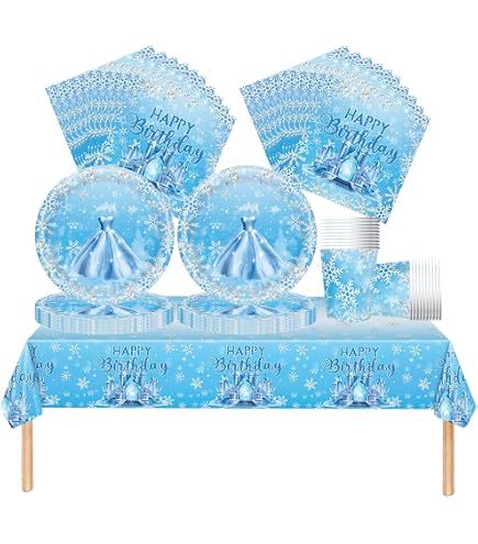 Kit Decorazione Compleanno Frozen – Tema Principesse Con Palloni, Tovaglia, Piatti, Tovaglioli, Striscione, Decorazioni Per Torta E Cupcake, Per Festa Di 3 Anni