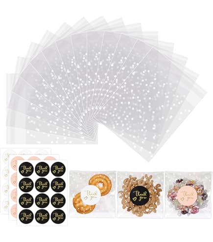 200 Bustine Trasparenti Per Confetti 8x10cm - Autosigillanti, Con Adesivi, Per Biscotti, Caramelle E Regali - Foto 9
