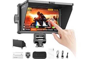 VILTROX DC-A1 Kamera Field Monitor Touchscreen Externe Camera Monitor 2800Nits Hohe Helligkeit 7 Zoll 1920x1080 3D LUT mit Ventilator Batterie Sonnenblende für Sony Canon Nikon Fuji DSLR