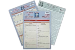 LOGEMENT DE FRANCE Contrato de arrendamiento no mobiliario incluido (1 contrato de arrendamiento, 1 Estado del lugar, 1 manual de información, carta de aviso previo, acta de fianza)